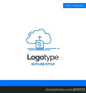 Blue Logo design for cloud, upload, save, data, computing. Business Concept Brand Name Design and Place for Tagline. Creative Company Logo Template. Blue and Gray Color logo design 100% Editable Template.