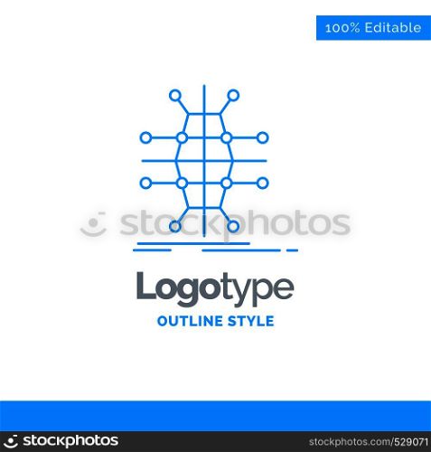 Blue Logo design for Distribution, grid, infrastructure, network, smart. Business Concept Brand Name Design and Place for Tagline. Creative Company Logo Template. Blue and Gray Color logo design 100% Editable Template.
