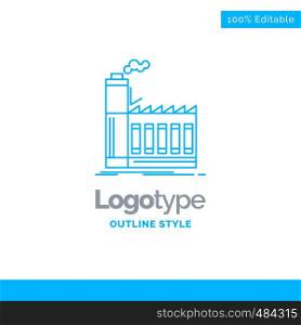 Blue Logo design for Factory, industrial, industry, manufacturing, production. Business Concept Brand Name Design and Place for Tagline. Creative Company Logo Template. Blue and Gray Color logo design 100% Editable Template.
