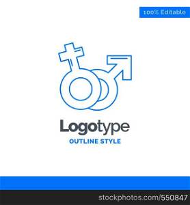 Blue Logo design for Gender, Venus, Mars, Male, Female. Business Concept Brand Name Design and Place for Tagline. Creative Company Logo Template. Blue and Gray Color logo design 100% Editable Template.