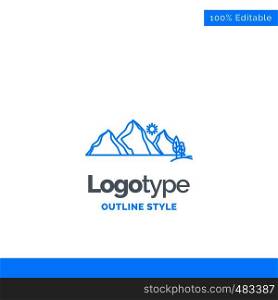 Blue Logo design for hill, landscape, nature, mountain, scene. Business Concept Brand Name Design and Place for Tagline. Creative Company Logo Template. Blue and Gray Color logo design 100% Editable Template.