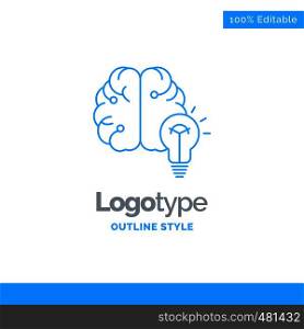 Blue Logo design for idea, business, brain, mind, bulb. Business Concept Brand Name Design and Place for Tagline. Creative Company Logo Template. Blue and Gray Color logo design 100% Editable Template.
