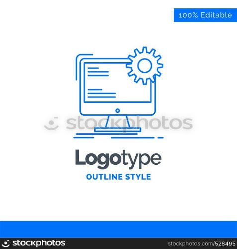 Blue Logo design for Internet, layout, page, site, static. Business Concept Brand Name Design and Place for Tagline. Creative Company Logo Template. Blue and Gray Color logo design 100% Editable Template.