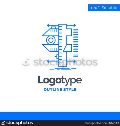 Blue Logo design for measure, caliper, calipers, physics, measurement. Business Concept Brand Name Design and Place for Tagline. Creative Company Logo Template. Blue and Gray Color logo design 100% Editable Template.