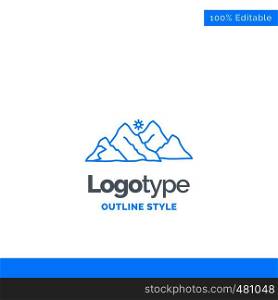 Blue Logo design for mountain, landscape, hill, nature, scene. Business Concept Brand Name Design and Place for Tagline. Creative Company Logo Template. Blue and Gray Color logo design 100% Editable Template.