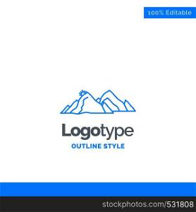 Blue Logo design for mountain, landscape, hill, nature, scene. Business Concept Brand Name Design and Place for Tagline. Creative Company Logo Template. Blue and Gray Color logo design 100% Editable Template.