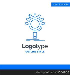 Blue Logo design for seo, search, optimization, process, setting. Business Concept Brand Name Design and Place for Tagline. Creative Company Logo Template. Blue and Gray Color logo design 100% Editable Template.