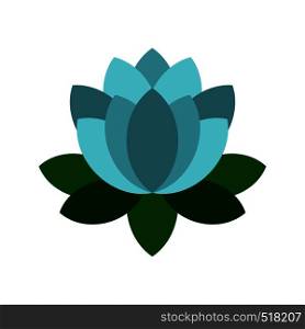 Blue lotus flower icon in flat style isolated on white background. Blue lotus flower icon, flat style