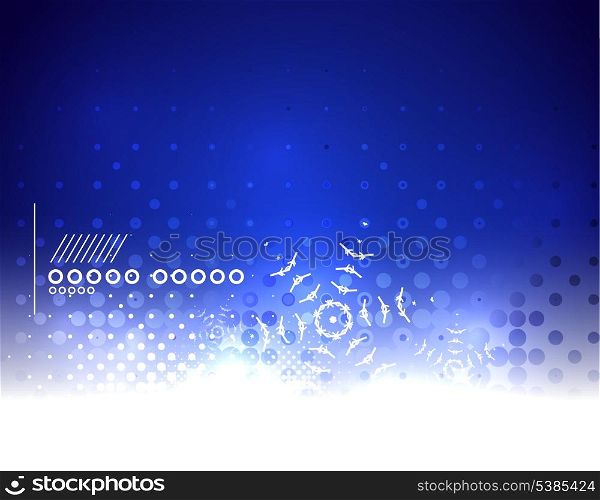 Blue magic sky and snowflakes winter background