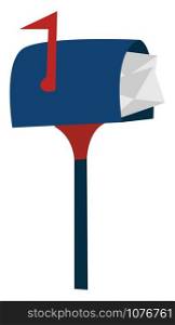 Blue mailbox, illustration, vector on white background.