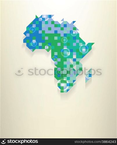Blue map of Africa with round white transparent rings overlay that can be used to locate different points