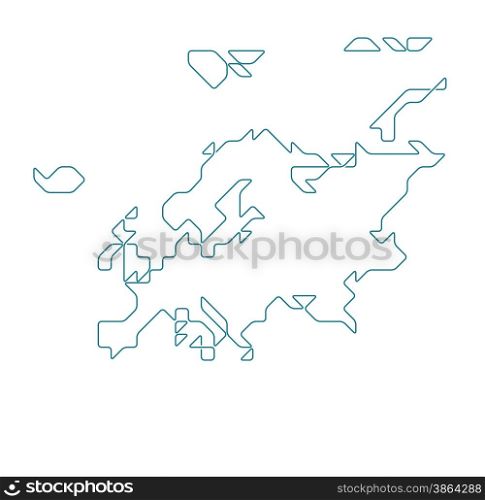 Blue map of the Europe including a part of Russia with round white transparent rings overlay that can be used to locate different pEurope including a part of Russia map drawn with thin line on a invisible grid of rounded squares and trianglesoints