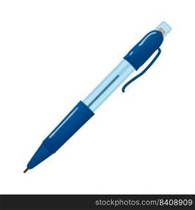 Blue mechanical pen or pencil with transparent plastic flat vector illustration isolated on white background.. Blue mechanical pen or pencil with transparent plastic flat vector illustration icon isolated on white background.