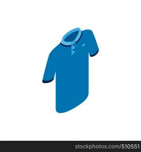 Blue men polo shirt icon in isometric 3d style on a white background. Blue men polo shirt icon, isometric 3d style