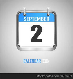 Blue Metallic Calendar icon flat style. Date, day, month. Vector illustration background for reminder, app, UI, event, holiday, office document and logo. isolated object and symbol. from year collection. September