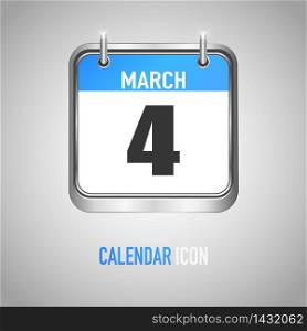 Blue Metallic Calendar icon flat style. Date, day, month. Vector illustration background for reminder, app, UI, event, holiday, office document and logo. isolated object and symbol. from year collection. March