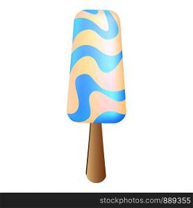 Blue milk popsicle icon. Cartoon of blue milk popsicle vector icon for web design isolated on white background. Blue milk popsicle icon, cartoon style