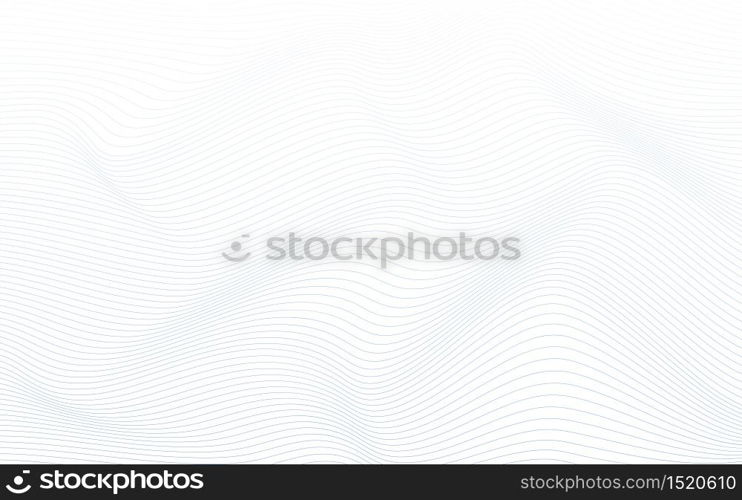 Blue minimal thin ocean wave curve abstract vector white background illustration.