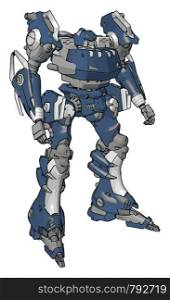 Blue model of robot, illustration, vector on white background.