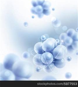 Blue molecules, vector background