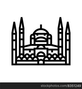 blue mosque line icon vector. blue mosque sign. isolated contour symbol black illustration. blue mosque line icon vector illustration