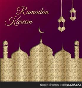Blue mosque silhouette ramadan kareem. Ramadan kareem Greeting card Invitation for muslim community. Vector illustration