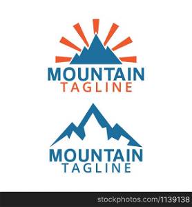 Blue mountain logo icon graphic design template. Mountain logo icon graphic design template
