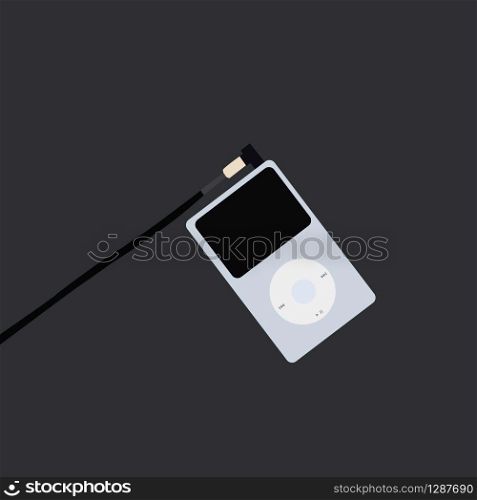 Blue MP3 player, illustration, vector on white background.