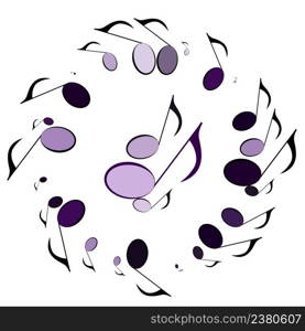 Blue musical notes on a white background. Musical background for your design. Vector Illustration. EPS10