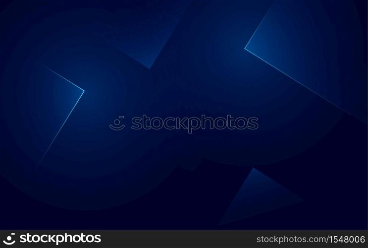Blue neon light geometric shapes triangle paper tech modern elegant with dark background vector illustration