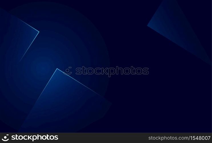 Blue neon light geometric shapes triangle paper tech modern minimal style elegant with dark background vector illustration