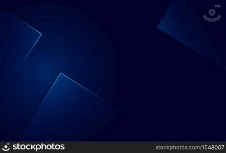 Blue neon light geometric shapes triangle paper tech modern minimal style elegant with dark background vector illustration