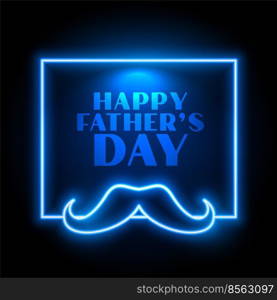 blue neon style happy fathers day celebration card design