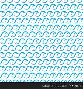 Blue ocean and sea waves seamless pattern. Abstract nautical background, wavy seamless pattern or vector wallpaper. River flow line ornament, sea wave textile. Blue ocean and sea waves simple seamless pattern