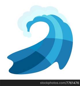 Blue ocean wave with foam. Stylized nature illustration.. Blue ocean wave with foam. Stylized illustration.