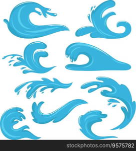 Blue ocean waves water drops and splashes vector image