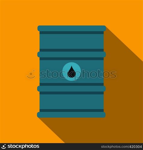 Blue oil barrel icon. Flat illustration of blue oil barrel vector icon for web isolated on yellow background. Blue oil barrel icon, flat style