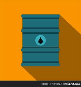 Blue oil barrel icon. Flat illustration of blue oil barrel vector icon for web isolated on yellow background. Blue oil barrel icon, flat style
