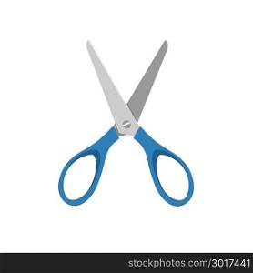 Blue open scissors on a white background. Vector illustration
