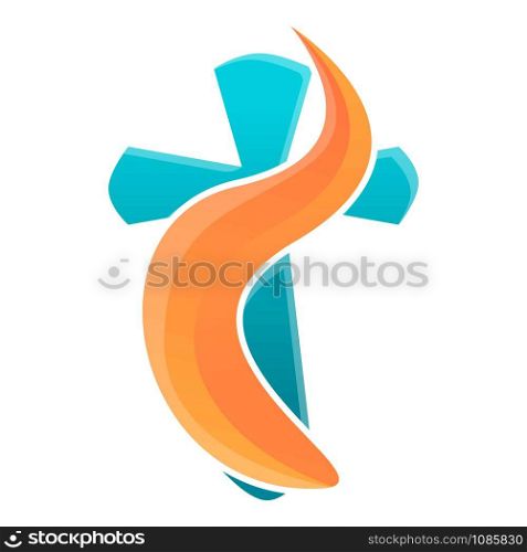Blue orange cross icon. Cartoon of blue orange cross vector icon for web design isolated on white background. Blue orange cross icon, cartoon style