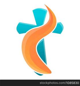 Blue orange cross icon. Cartoon of blue orange cross vector icon for web design isolated on white background. Blue orange cross icon, cartoon style