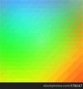 Blue orange green abstract geometric background with rows of triangles, square 