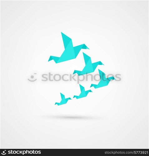 Blue origami bird