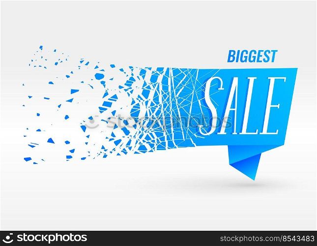 blue origami sale banner with particle effect