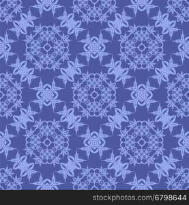 Blue Ornamental Seamless Line Pattern. Endless Texture. Oriental Geometric Ornament. Blue Ornamental Seamless Line Pattern