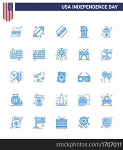 Blue Pack of 25 USA Independence Day Symbols of election  states  america  limonade  america Editable USA Day Vector Design Elements