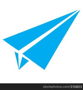 blue paper airplane icon on white background. flat style. paper airplane icon for your web site design, logo, app, UI. paper airplane symbol.