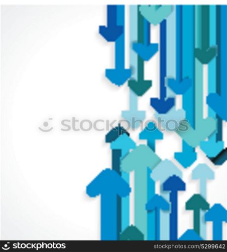 Blue paper arrows up and down abstract background, vector.