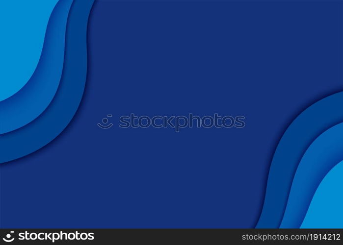 Blue paper layer abstract background. Paper cut layered with space for text.