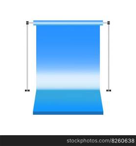 blue paper studio backdrop. Canvas studio in realistic style. Vector illustration. EPS 10.. blue paper studio backdrop. Canvas studio in realistic style. Vector illustration.